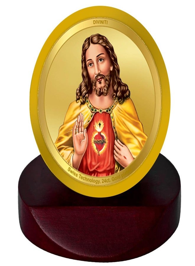 DIVINITI 24K Gold Plated Foil Jesus Christ Photo Frame for Car Dashboard, Car Idol, Table Décor|Religious Prayer MCF 1C Gold Frame for Gift (5.5x5.0 cm) - Image 1